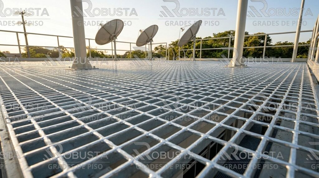 Grade de piso eletrosoldada para plataformas industriais e áreas técnicas sob medida